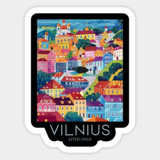 A Pop Art Travel Print of Vilnius - Lithuania Sticker